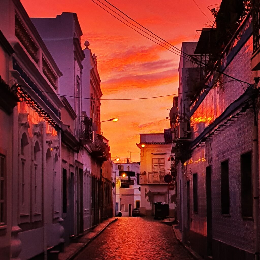 Sunset on Olhão street.